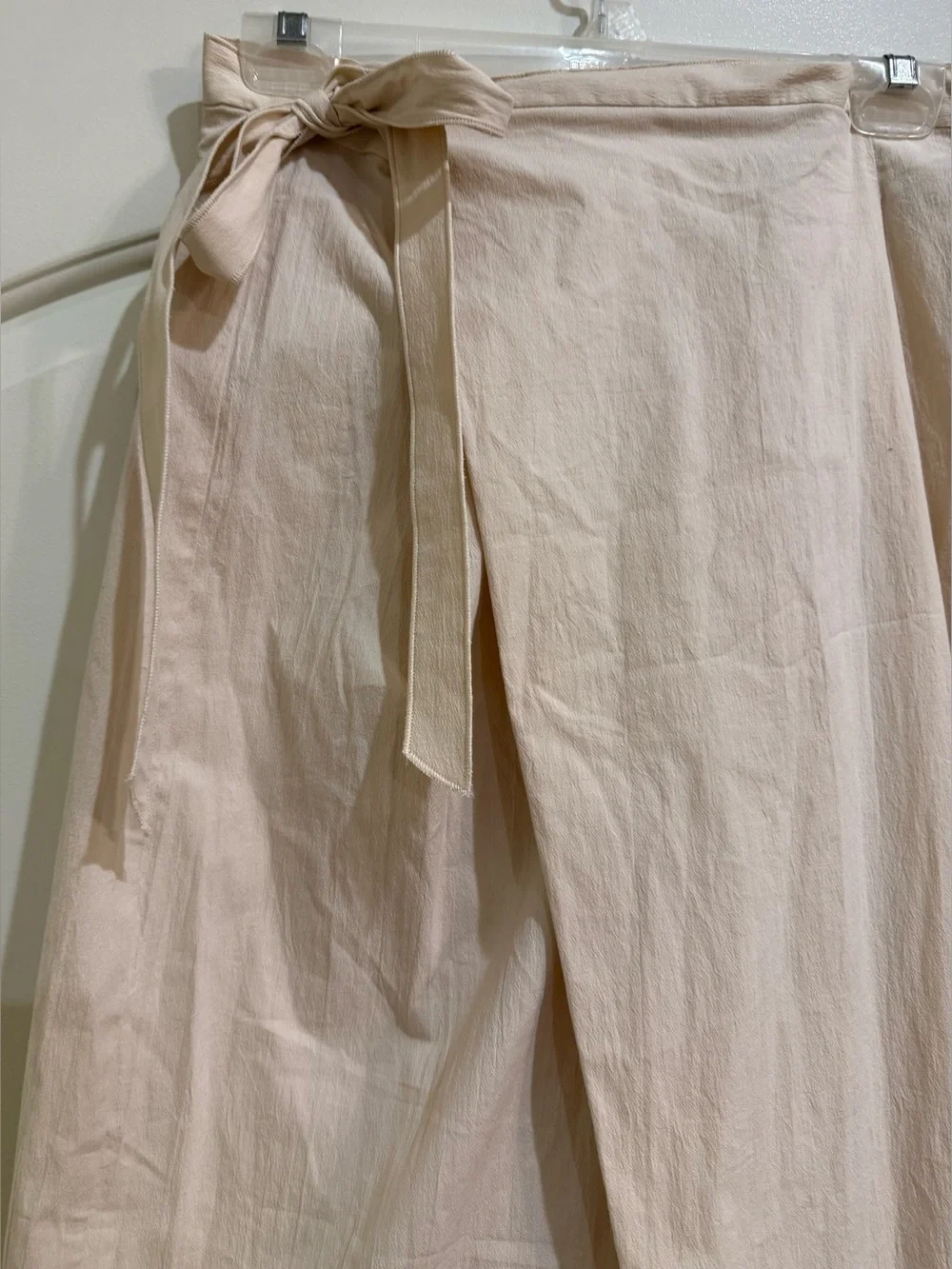 Zara Asymmetrical Wrap Side Tie High Waist Wide Leg Crop Small